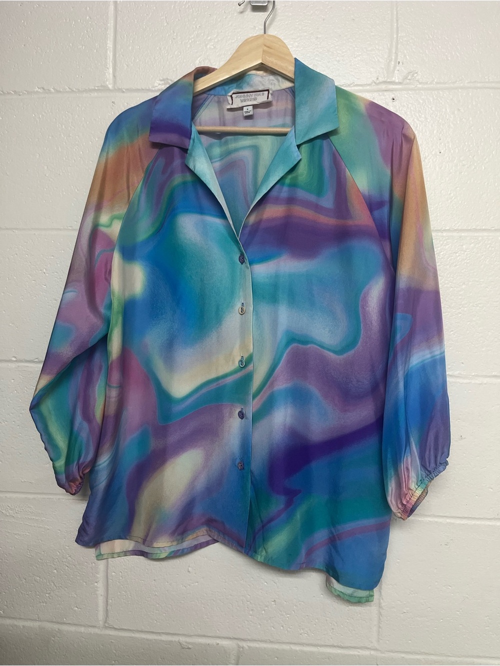 Johnny Was Multicolor tie dye hippy Swirl Button-Up Blouse - Women
